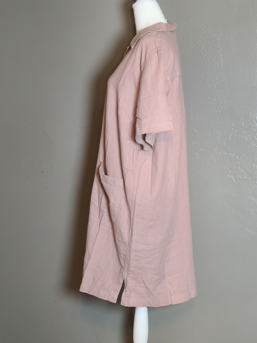 Dockers Blush Pink Womens XL V-Neck Linen Blend Stylish Dress - Picture 3 of 13